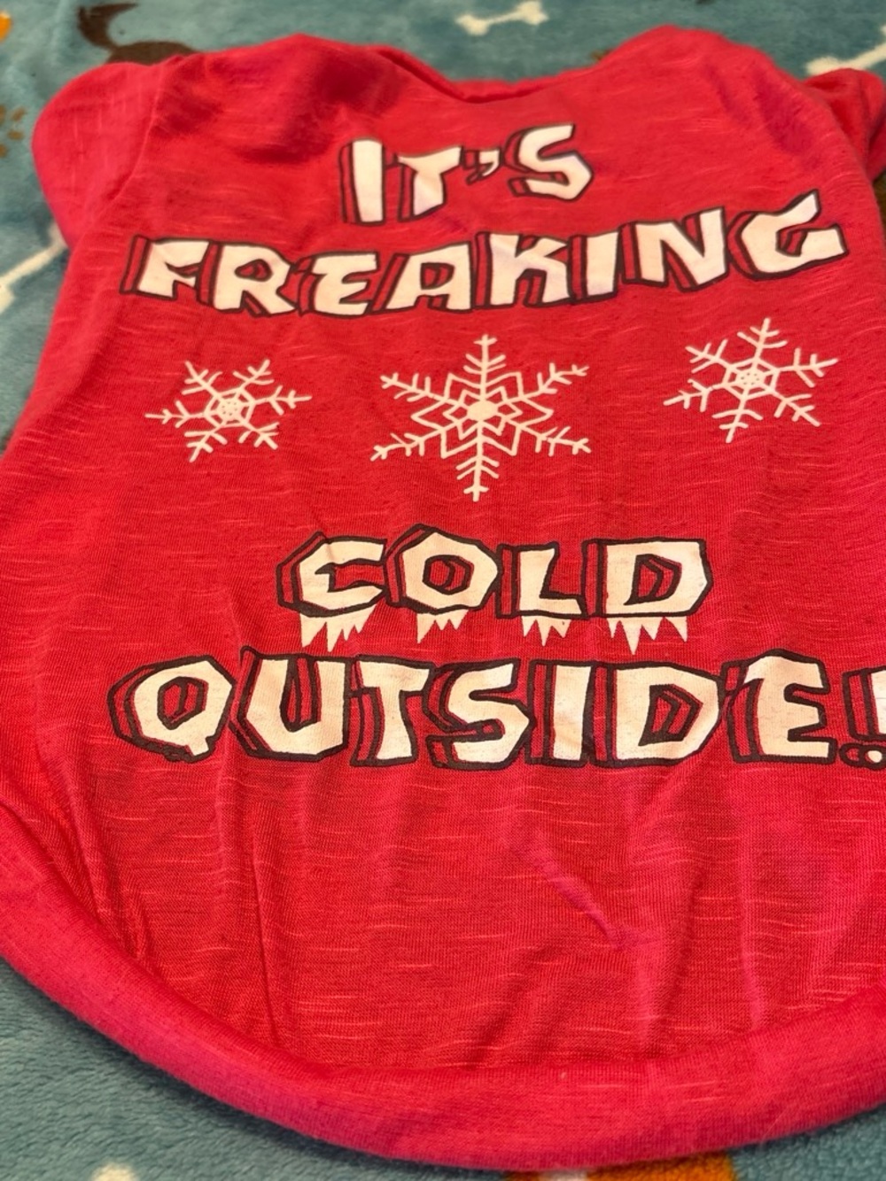 Diva Red Graphic Pajama Top with Snowflakes small/medium